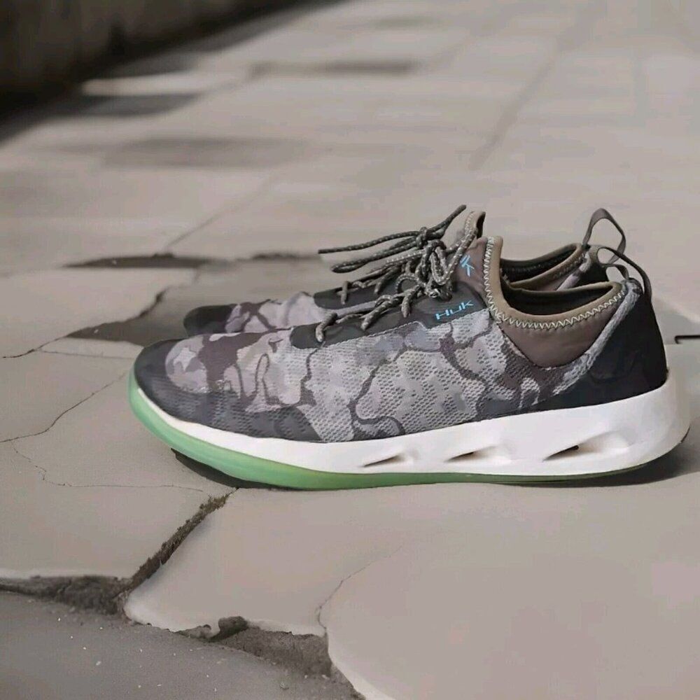 Huk Mako Lightweight Full Drainage Mesh Camo Sneaker Slip on Laceup Mens Size 11